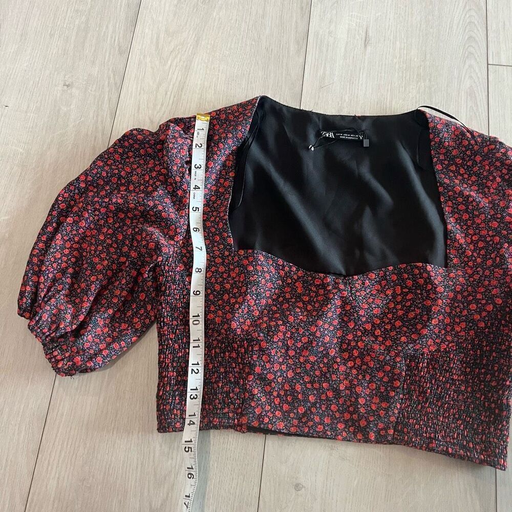 Zara Floral Puff Sleeve Top size M - Picture 2 of 8